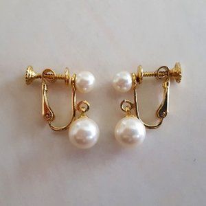 Gold-Plated Faux Pearl Hybrid Earrings